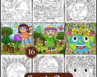 Páginas para colorear del Día de la Tierra/ Planeta Tierra para colorear para niños/ Actividad para niños del Día de la Tierra/ Hojas de actividades imprimibles del Día de la Tierra/ Páginas para niños del Día de la Tierra