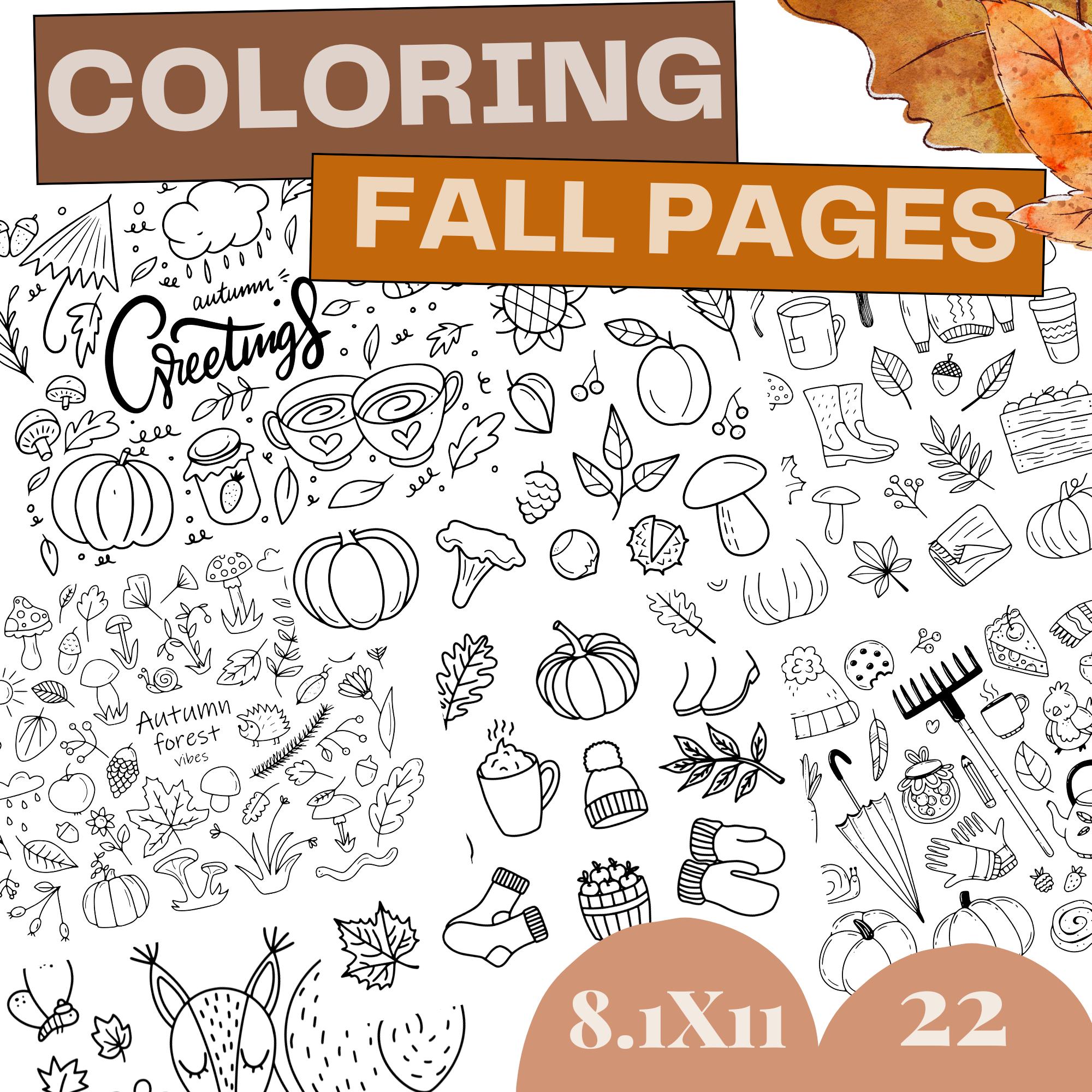 Cute Fall Coloring Pages for Adults & Kids (PDF) - Etsy