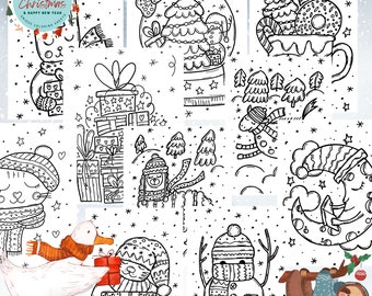 Printable Christmas Coloring Pages for Kids| Kids Coloring Pages| Christmas Coloring Pages | Holiday| Snowman | Santa | Penguin| Candy Canes