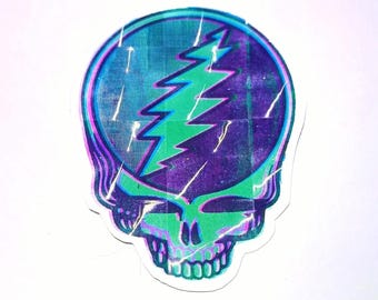 Grateful Dead Metal Steal Your Face Sticker, SYF Lightning Bolt