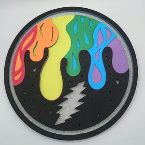 Grateful Dead Bolt Rainbow Layered Wall Hanging