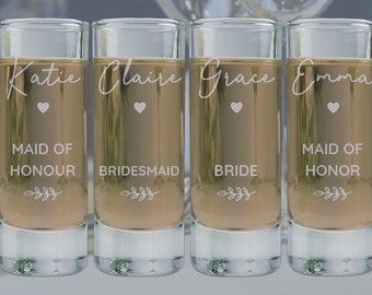 Personalised Shot Glasses | Hand Engraved with Name and Message | Wedding Party Hen Night Bachelorette Gift Idea - MULTIBUY BULK DISCOUNTS
