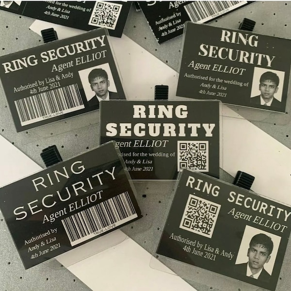 Ringsicherheit Personalisierte Hochzeitsagent-ID-Karte des Ringträgers