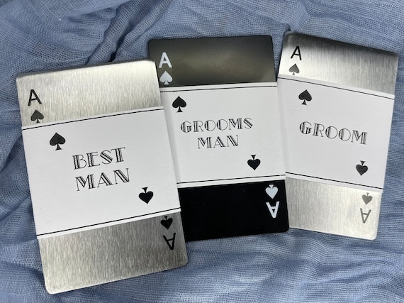 Best Man/Groomsman/Usher/Father of the Bride/Groom Gift - Solid Steel Ace of Spades Playing Card Bottle Opener with Personalised Sleeve