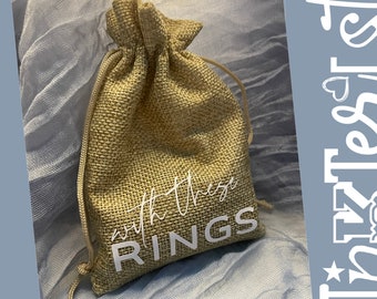 Rustic Burlap Wedding Ceremony Ring Drawstring Bag