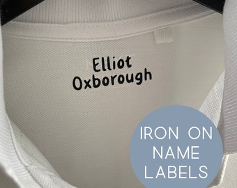 Iron On Name Labels for Children’s School Uniform Washable Personalised Black or White