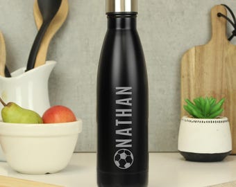 Personalised Metal Water Bottle | Football Themed | Insulated Double Walled 500ml