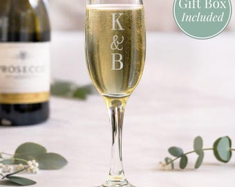 Gepersonaliseerde proseccoglazen | Handgegraveerde fluiten met monogram initialen | Huwelijksverloving Jubileum - MULTIBUY BULKBUY KORTINGEN