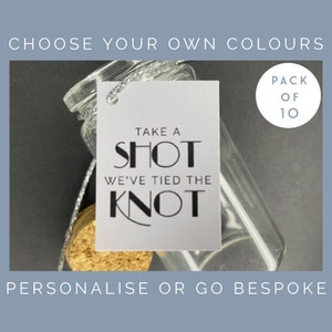 Gepersonaliseerde Wedding Shot Favor Tags - Jaren 1920 Great Gatsby Geïnspireerd - Elke kleur - Verkocht in verpakkingen van 10