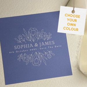 Personalisierte Save the Date Einladungskarten - 10er Pack - Jede Farbe - Handgemacht - Modern & Sauber - Doodle Fine Line Floral