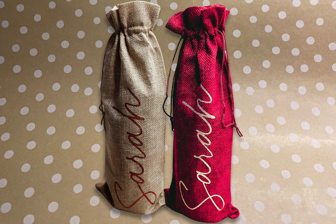 Confezione da 2 sacchetti per vino natalizi, copribottiglie, regali di Natale, decorazioni per la tavola di Natale, sacchetti per vino per matrimoni, decorazioni per la tavola di Natale - Italia
