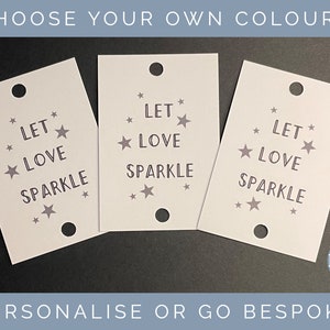 Paquete de 10 - Hecho a la medida 'Let Love Sparkle' Sparkler/Glowstick de boda Envío apagado - Etiquetas blancas con opciones personalizadas - Estrellas