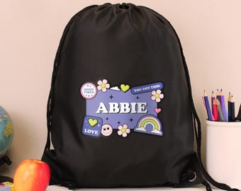 Personalised  Girl's School PE Bag | Sports Ballet or Dance Bag | Gym Sack