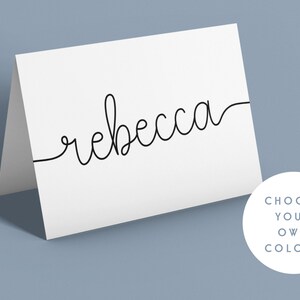 Eenvoudige bruiloftsplaatskaartjes gepersonaliseerd zwart-wit of elke kleur tent gevouwen minimalistisch - SCRIPT