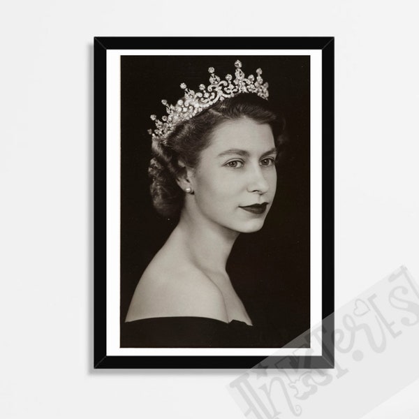 Monochrome Head & Shoulder Right Profile Young HM Queen Elizabeth II - Accession Portrait by Dorothy Wilding 1952 - choice of print sizes