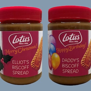 Personalised Lotus Biscoff Spread Label for 400g Jar | Christmas or ...