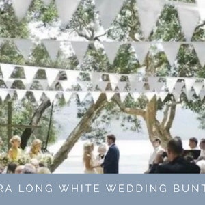 Grandi bandierine bianche extra lunghe per matrimoni all'aperto da 500 m/250 m/100 m/50 m/30 m - Perfette per ambientazioni romantiche in stile country o rustico
