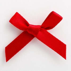 Mini fiocchi di raso rosso / Confezione da 10 / Natale / Pre-annodati, 3 cm di larghezza / Cuscinetti in schiuma autoadesivi inclusi