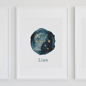 Personalised Birthday Star Sign Wall Art Gift for Family or Couples Astrology Zodiac Print Poster