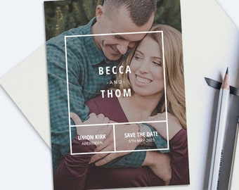 Save the Date Invite Cards - Personalised with Photo - Pack of 10 - Modern & Clean