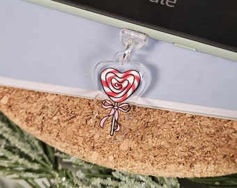 Candy Cane Lolly Dust Charm | Acrylic Bookish Accessories | Kindle | Kobo | Phone