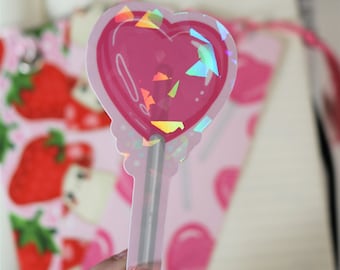 Candy Heart Lolly | Weatherproof Die Cut Glossy/Holographic Sticker