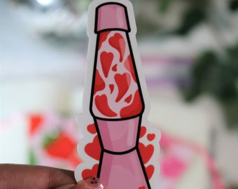 Heart Lava Lamp | Glossy Or Holo Tattoo Style Groovy Romance Sticker | Laptop Decal | Kindles | Journals