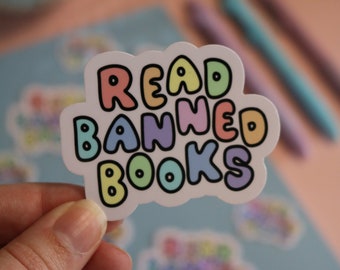 Read Banned Books | Glossy Or Holo Tattoo Style Book Quote Sticker | Laptop Decal | Kindles | Journals
