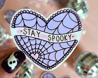 Stay Spooky | Glossy Or Holo Tattoo Style Halloween Sticker | Laptop Decal | Kindles | Journals