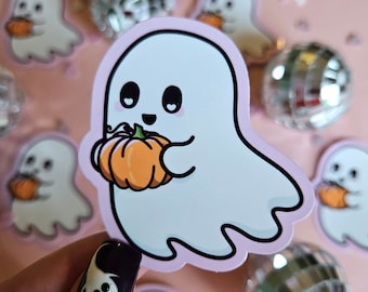 Pumpkin Patch Ghost | Glossy Weatherproof Die Cut Sticker | Laptop Decal | Kindles | Journals