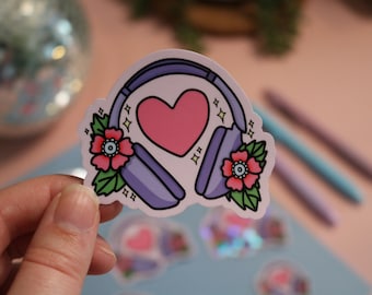 Audiobook Lover | Glossy Or Holo Tattoo Style Book Sticker | Laptop Decal | Kindles | Journals