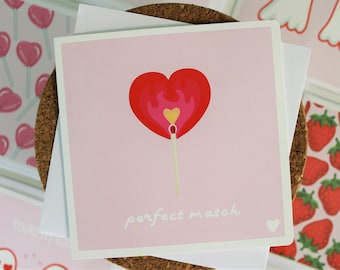 Perfect Match | Blank Greetings Card | Cute Pun Gift For Loved Ones and Friends | Anniversary | Valentines | Birthday