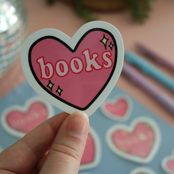 Books Heart || Glossy Weatherproof Bookish Sticker | Laptop Decal | Water Bottles | Journals