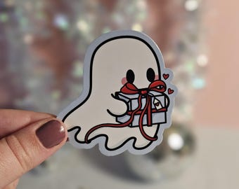 Ghost Gifts | Glossy or Holo Festive Sticker | Laptop Decal | Kindles | Journals
