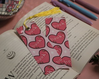 Books Heart Pattern Bookmark | Double Sided | With or Without Tassel