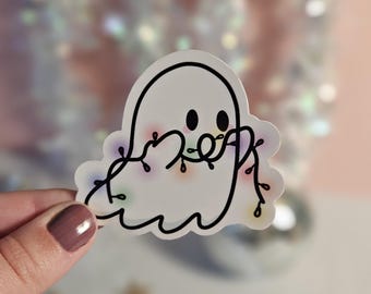 Ghost Lights | Glossy Or Holo Festive Sticker | Laptop Decal | Kindles | Journals