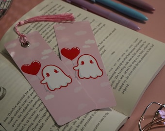 Ghostie Heart Balloon Bookmark | Double Sided | With or Without Tassel