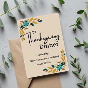 Thanksgiving Invitation, Editable, Digital Download, Printable, Custom Invitation