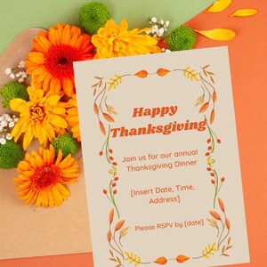 Thanksgiving Invitation, Editable, Digital Download, Printable, Custom Invitation
