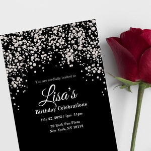 Pearl Invitation, Women Birthday Invitation, Digital Download, Editable Template, Printable