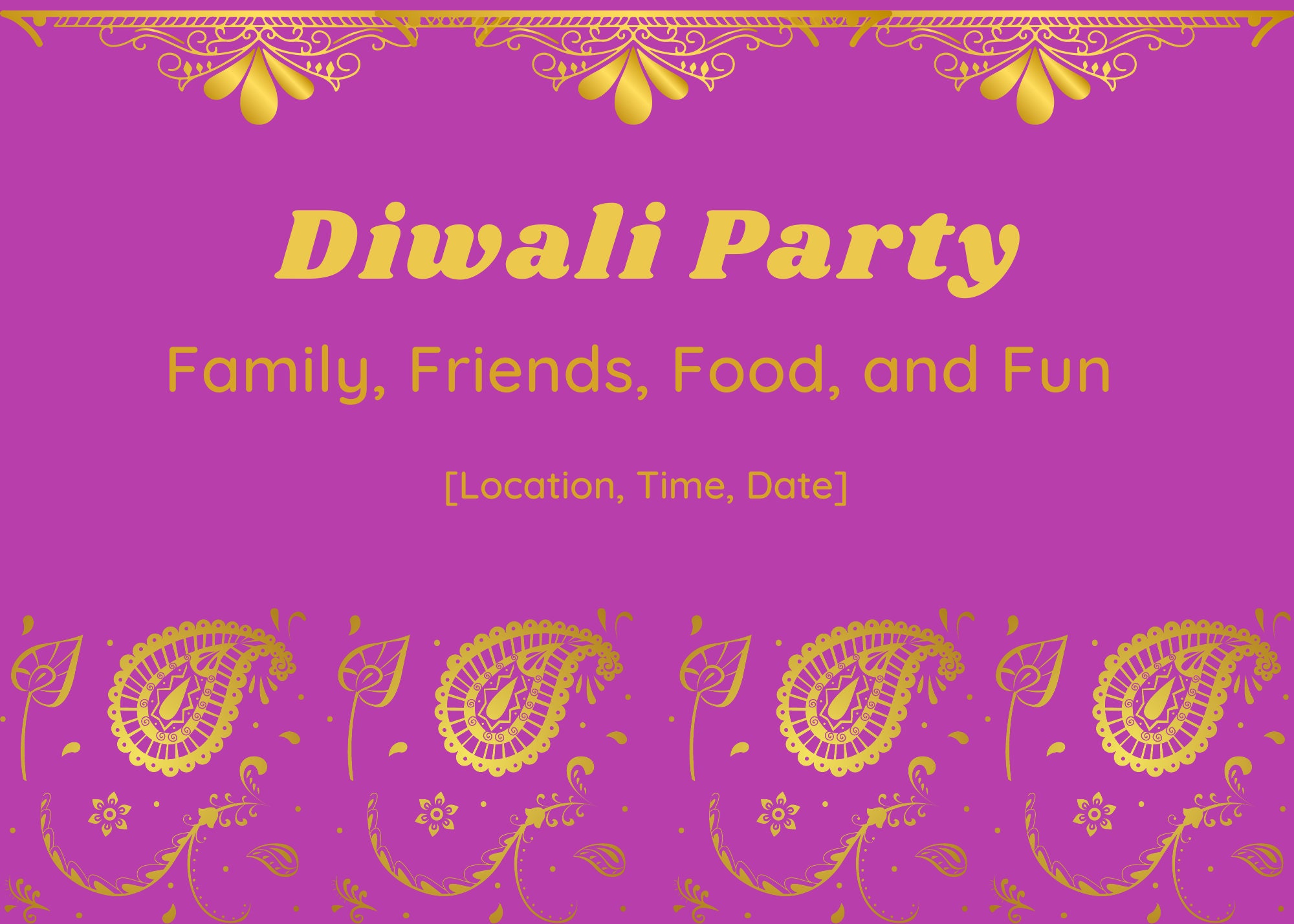 Hot Pink and Gold Diwali Invitation Festival of Lights Etsy