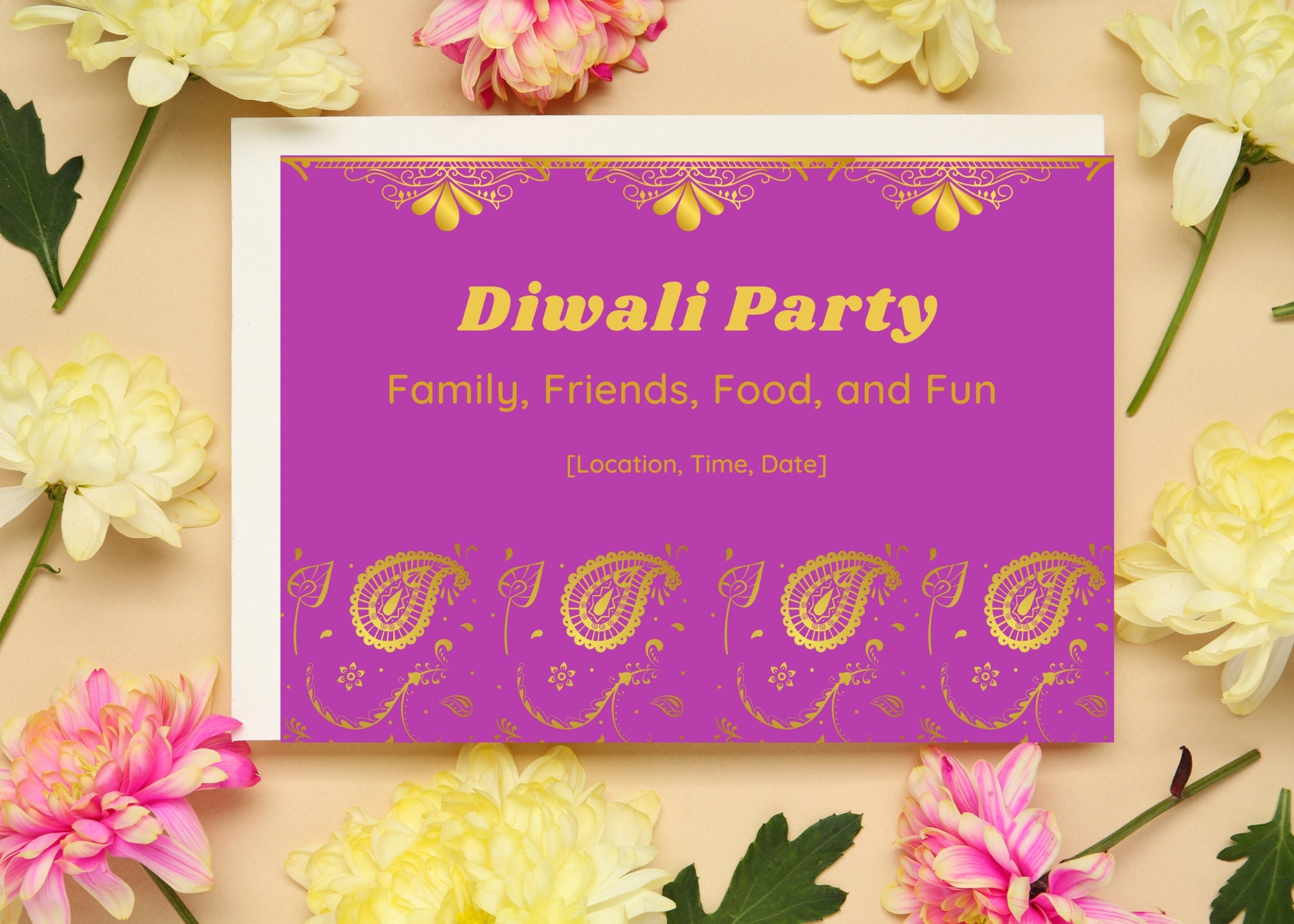 Hot Pink and Gold Diwali Invitation Festival of Lights Etsy