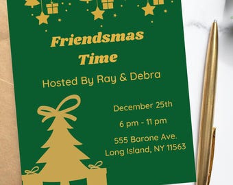 Friendsmas Christmas Party Invitation, Christmas Invitation, Holiday Party Invite