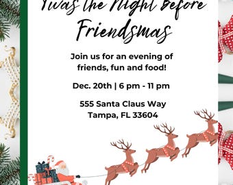 Friendsmas Christmas Party Invitation, Christmas Invitation, Holiday Party Invite