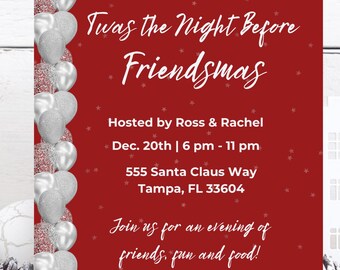 Friendsmas Christmas Party Invitation, Christmas Invitation, Holiday Party Invite