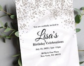 Pearl Invitation, Women Birthday Invitation, Digital Download, Editable Template, Printable