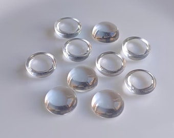 Natural Crystal Quartz Cabochons: Round Flat Back Gemstones for Jewelry