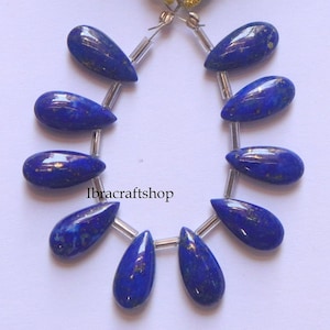 10 Lapis Lazuli Pear Briolettes: Copper Turquoise Gemstone Beads, 15x7mm