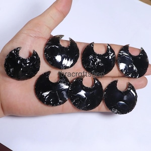 Opalite Moon Crystal Healing Stone Crescent Moon Shape Rose Quartz / Black Obsidian / Metaphysical Carving Gemstone Opal for Jewelry Making