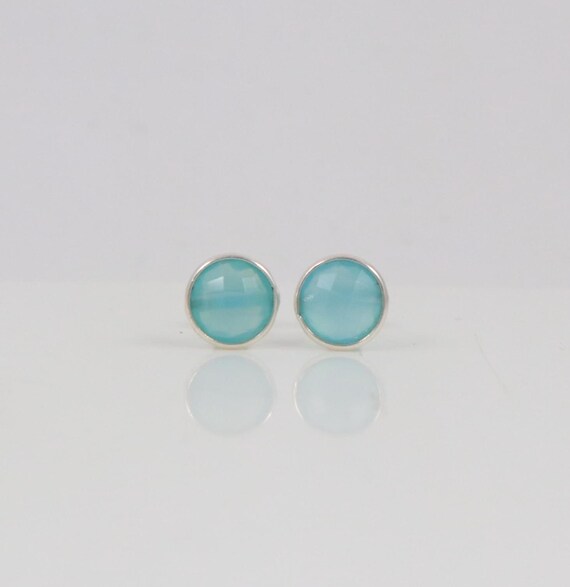 Orecchini A Bottone In Argento 925 Con Pietra Di Luna Arcobaleno, Rotondi, Con Perline D'Argento - Gioiello Regalo - 5